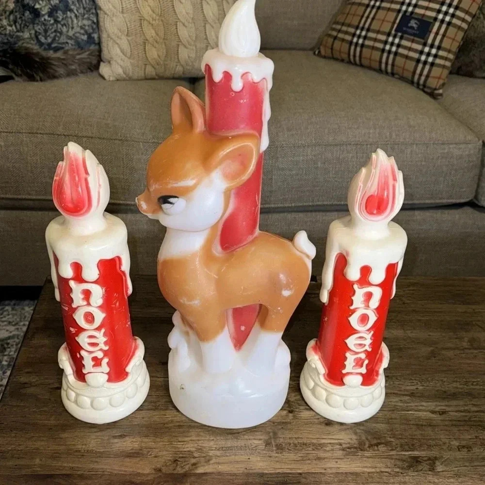 VINTAGE 4CT 1970’s Christmas Plastic Decor Empire Candle Blow Molds Holiday/Noel - Picture 13 of 17